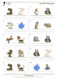 Choose 2 pictures and write worksheet